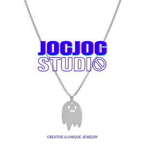 JOCJOC新款小幽灵项链ins嘻哈冷淡风潮酷个性百搭钛钢毛衣饰品潮