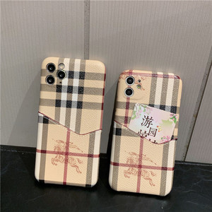 大牌burberry苹果11手机壳iphone12promax插卡巴宝莉xs奢华卡包潮