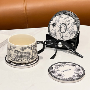 杯垫轻奢高级感陶瓷隔热垫吧台办公室咖啡茶杯子创意复古杯垫套装