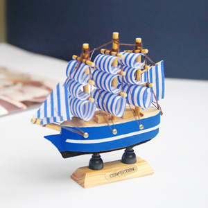 小帆船蛋糕装饰摆件木质船模型一帆风顺海洋情景生日烘焙配件插件