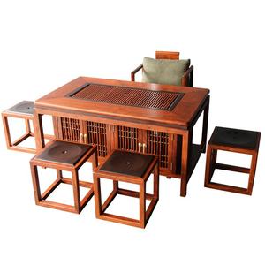 新中式茶桌阅梨大阅茶台刺猬紫檀阅梨家具花梨木办公茶室功夫茶桌