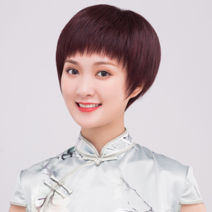 假发女短发全头套式真人发丝网红短卷发时尚蓬松假发套圆脸发型