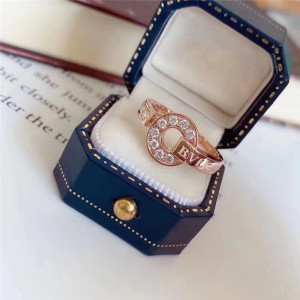 18k玫瑰金白金宝格丽时来运转戒指镶钻满钻经典情侣对戒手镯项链