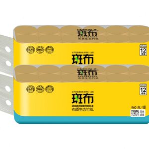 斑布本色卷纸960克/提班布实心卫生纸家用竹浆卷筒母婴纸巾