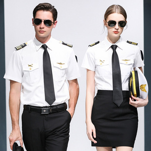 男女同款衬衣航空制服飞行员空姐制服机师空少空乘短袖衬衫职业装