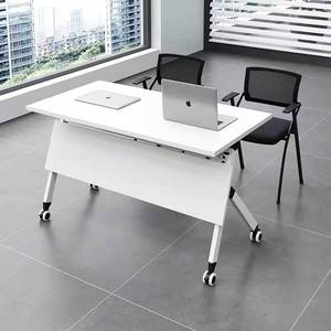 折叠培训桌椅组合拼接长条会议桌办公桌双人学生课桌可移动侧翻桌