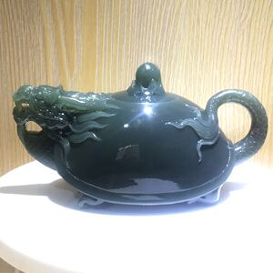 福建天然寿山石摆件丹东石手工雕刻龙龟动物茶壶真品怀旧收藏佳品