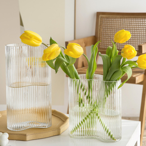 网红郁金香花瓶玻璃摆件客厅插花ins风透明鲜花水养水培北欧风格