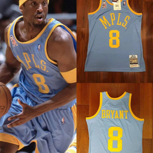 mn 洛杉矶湖人 科比 mpls 复古限定 au球员版 蓝色上衣球衣篮球服