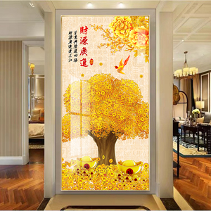 发财树五福迎门宝地生金招财树财源广进聚宝盆贴墙玄关挂画11人付款