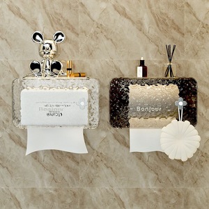 冰川纹小花纸巾盒家用洗脸巾收纳卫生间壁挂式抽纸盒置物架卷纸盒