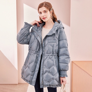 郁香菲2021冬新款时尚简约连帽90白鹅绒加厚保暖羽绒服外套女