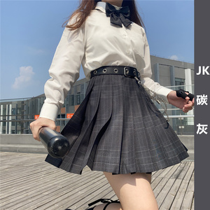 中牌制服馆碳灰jk格裙制服裙正统学生格裙百褶裙短裙半身裙暗黑系
