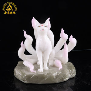 九尾狐仙娘娘佛像小狐狸招桃花白狐狸摆件客厅供奉汉白玉神像