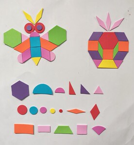 640片/包 几何形状拼拼乐拼图七巧板图形贴纸拼版贴画智力贴纸