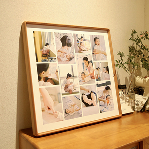 实木照片墙家庭记实相框组合全家福大相框挂墙婚纱照相框洗照片