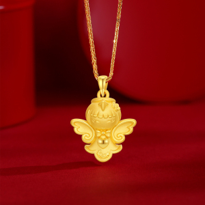 纯金吊坠999足金项链女素金女士小天使宝宝挂坠锁骨链套链送情侣