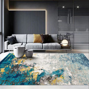 仿羊绒客厅地毯2023新款轻奢高级北欧风蓝色茶几毯卧室地垫定制