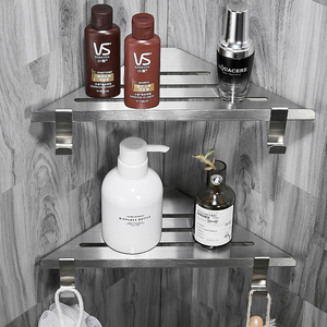 浴室304不锈钢墙角沐浴露洗发水收纳架 卫生间三角篮免打孔壁挂式