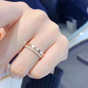 chaumet/尚美 bee my love蜂巢戒指 玫瑰金镶钻爱巢婚戒 男女对戒