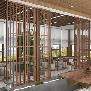 中式实木玄关客厅餐厅禅意遮挡现代简约日式办公室推拉屏隔断屏风
