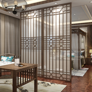 定制现代新中式实木镂空格栅隔断屏风进门玄关客厅花格遮挡装饰墙