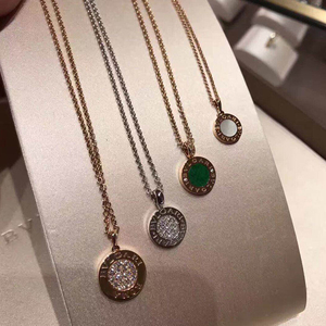欧洲bvlgari 宝格丽圆形项链18k黄金双面黑玛瑙 白贝母锁骨链直邮