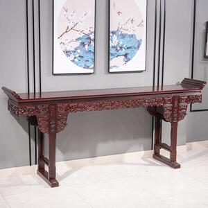 红木酸枝木翘头中堂六件套中式别墅供桌神台组合农村大厅香火条案