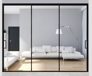 意尚木情极简窄边细框门厨房阳台折叠推拉门长虹玻璃移门三联动吊