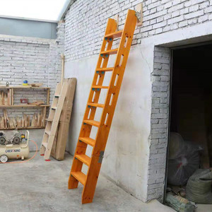 意尚木情家用折叠实木楼梯隐形阁楼楼梯 省空间爬梯单梯贴墙梯子