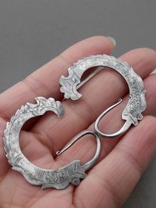 登03店清代老银龙头耳环清代老银龙耳环同类风格带款的少见老银