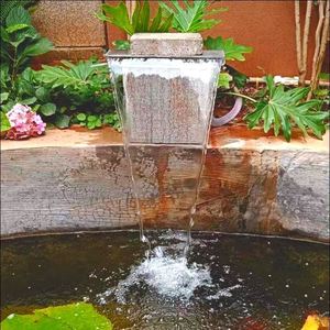 不锈钢瀑布出水口花园庭院假山水幕水帘流水口造景水景墙鱼池景观