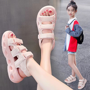 国货品牌联名女童运动凉鞋夏季2024新款女孩儿童鞋子中大童沙滩鞋