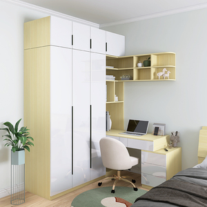 衣柜加书桌一体转角写字台电脑梳妆带床头柜儿童拐角书桌书柜组合