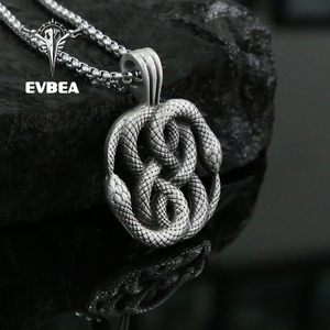 复古风个性霸气衔尾蛇吊坠项链男士潮人北欧配饰挂坠街头挂件饰品