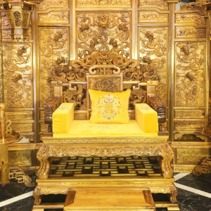 红木家具金丝楠木宝座椅子乾隆皇帝龙椅仿古实木九龙屏风小叶桢楠