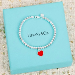 tiffany/蒂芙尼爱心手链925珐琅蓝心纯银百搭情人女神节生日礼物