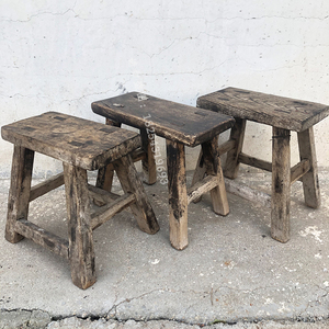 怀旧老物件老式榆木农村小板凳木质小凳子民俗展示收藏旧家具摆件