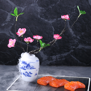 酒店摆盘装饰花日料刺身干冰盅冷菜意境菜品点缀盘饰花草围边摆件