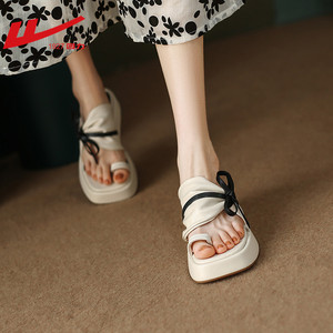 回力拖鞋女夏外穿2022新款女鞋子百搭厚底女款配裙子平底夏款凉拖