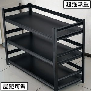 黑色烤漆置物架家用仓储货架落地多层微波炉烤箱架厨房放锅金属架