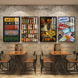 酒吧装饰画工业风复古海报清吧夜店卫生间墙面壁画ktv包厢挂画