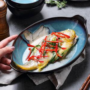 鱼盘超大餐厅特大商用大号创意北欧蒸多宝鱼家用水煮鱼盘子大鱼