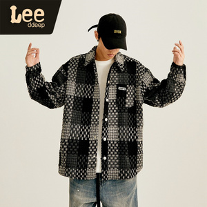 lee ddeep秋季情侣装格子外套男宽松休闲上衣百搭男士夹克春秋款
