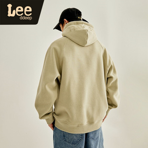 lee ddeep秋冬美式加厚加绒卫衣男士宽松百搭纯色连帽外套春秋款