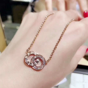 法代piaget/伯爵 possession双环镶钻项链 女士锁骨链 18k玫瑰金