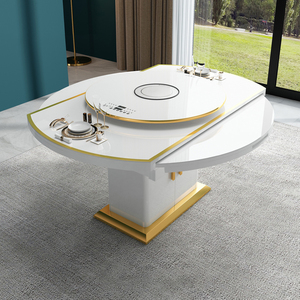 多功能可伸缩餐桌椅组合现代简约轻奢带电磁炉折叠小户型圆桌家用