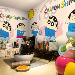 大型壁画 3d卡通蜡笔小新主题墙纸 儿童乐园儿童房卧室背景墙壁纸