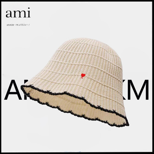 法国正品AMI KMKM可折叠透气小香风简约针织渔夫帽子防紫外线帽子