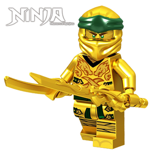 2022年新品幻影忍者乐高小人仔劳埃德黄金版武器时空之刃拼装玩具